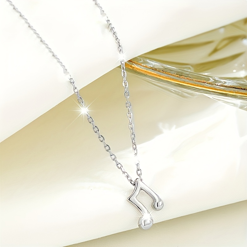 Women's S925 Silver Musical Note Pendant Necklace, Valentine's Gift